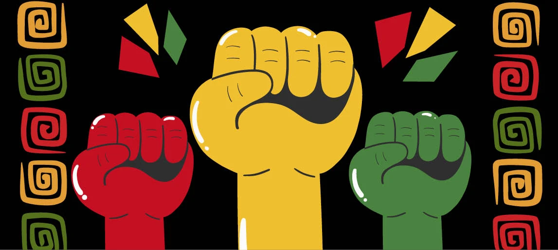 three fists in the air illustration