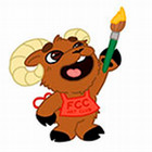 FCC Art Club ram with paintbrush